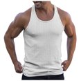 thumbnail image 1 of Men's Solid Color Tightening Spring/Summer Knit Vertical Stripe Bodybuilding Fitness Vest Men's I-Line Vest 2XL, 1 of 5
