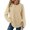 Beige, variant on VISALY Women's Oversized Waffle Blouses Long Sleeve Crew Neck Pullover Tops Fashion Tunic Sweatshirts Loose Fit Dressy Casual Waffle Shirts Trendy Fall Outfit Basic Tee Shirts Beige L