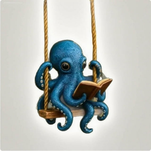 Fiudx Octopuss Reading Accessories Hanging with Christmas Hat