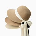 thumbnail image 4 of XFeng Floppy Straw Sun Hat Women Chiffon Bow Beach Straw Hat, 4 of 4