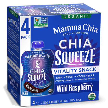 Mamma Chia Squeeze Wild Raspberry Organic Chia Seed Snack with Organic (Best Fruit Snacks For Toddlers)