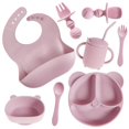 thumbnail image 1 of 8Pcs Baby Feeding Set Silicone Tableware Set Reusable Baby Led Weaning Supplies Washable Suction Baby Bowl and Plates for Toddlers Home(Pink), 1 of 7