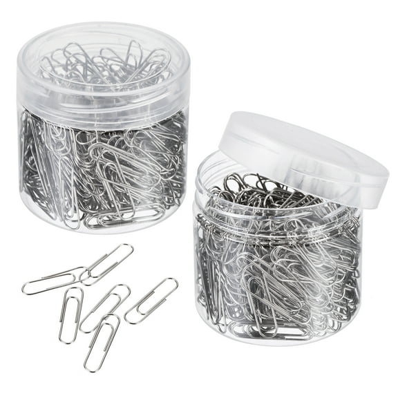 Uxcell Paper Clips 1.1 Inch Sturdy Metal with Box for Office Home Silver Tone Count 600