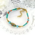 thumbnail image 2 of Vibrant Nature Mix Turquoise and Red Coral Stones Double Strand Brass Bracelet, 2 of 4
