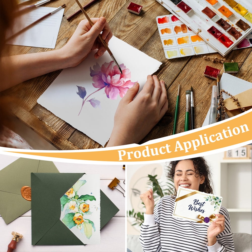 50Pcs Wood Pulp Watercolor Paper Rectangle White 203x152x0.3mm
