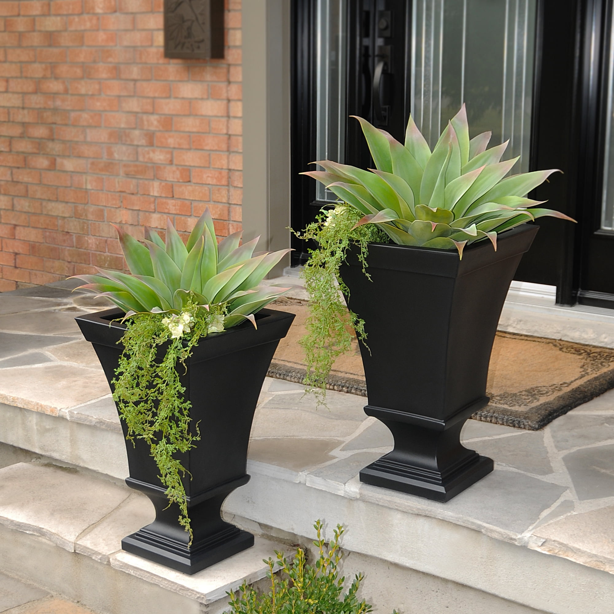 Vienna 25in Tall Urn Planter - Black (2-Pack)