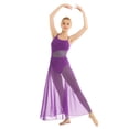 thumbnail image 2 of Rswnyirn Women's Modern Lyrical Dance Costume Mesh Patchwork Flowy Maxi Leotard Dance Dress Purple L, 2 of 7