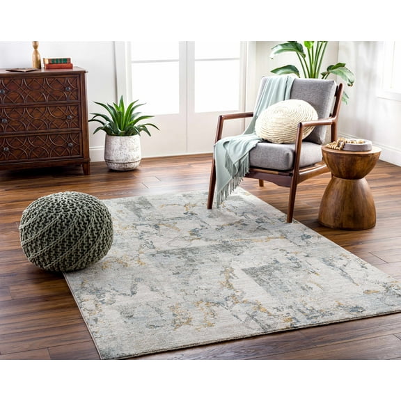 Hauteloom Adlai Living Room, Bedroom Area Rug - Gray, Ivory, Green - 5' x 7'5"