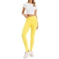thumbnail image 2 of Inspire Chic Leggings de Algodón para Mujeres con Cintura Elástica, Pantalones de Yoga Suaves para Navidad, Medias con Espolones L Amarillo Brillante, 2 of 6