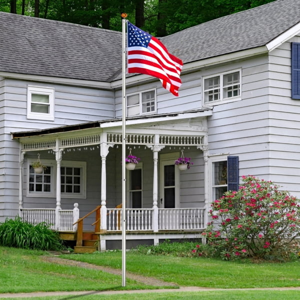 imerelez 20FT Telescoping Flag Pole Kit,In Ground Telescopic Flag Poles with 3x5 American Flag, Outdoor Old Glory Flagpole Kits for Outside, Yard, Residential or Commercial
