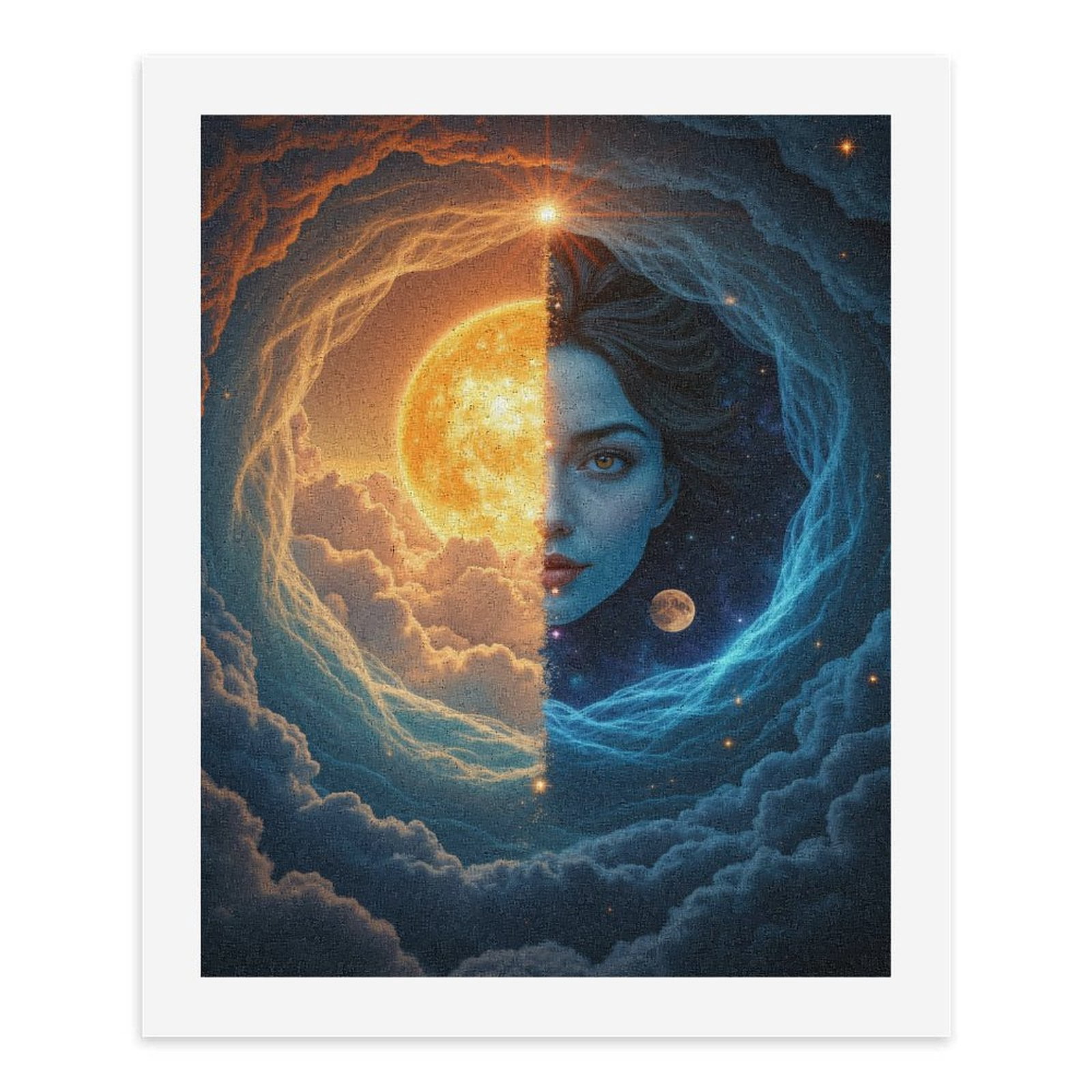 Paint By Numbers Kit for Adults Beginner - DIY Ethereal Dual Face Sky Art Canvas Painting Kits for Adults, Frameless Paint By Number for Adults for Home Wall Decor 16x20 Inch
