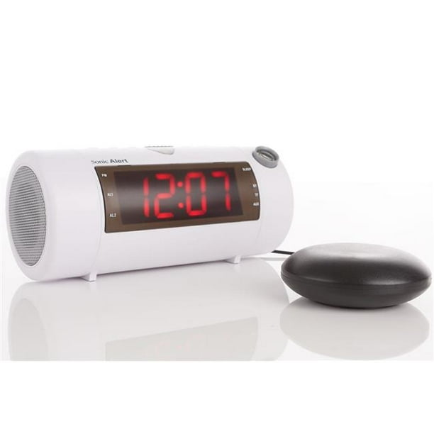 Sonic Alert SASB700WSS Blast Projection Bluetooth Alarm Clock with Bed
