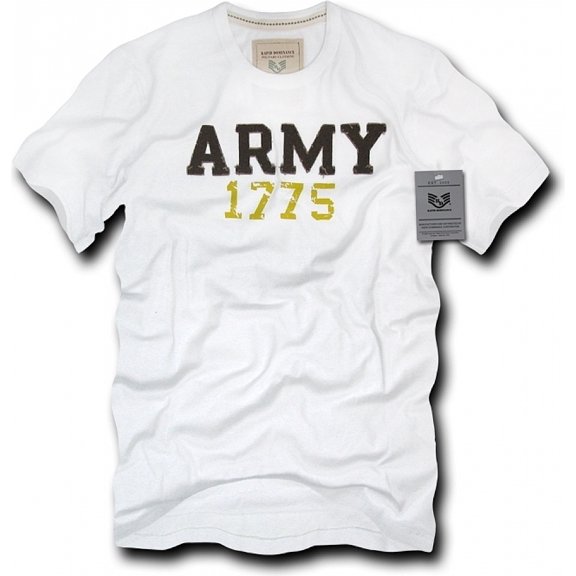 R52-ARM-WHT-04 Seal Beach, Applique Military T-Shirts, Army, White, X-Large