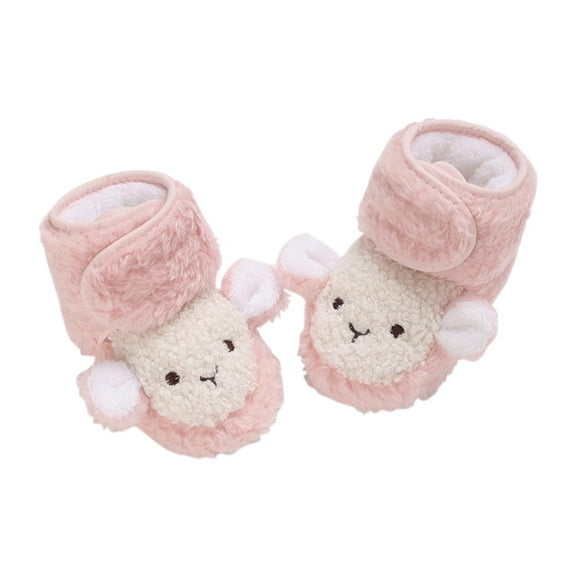 Tao Tao Newborn Baby Boys Girls Booties Stay On Socks Non Skid Soft Sole Infant Toddler Warm Winter House Slipper Crib Shoes Pink 6 Months