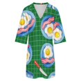 thumbnail image 5 of Breakfast Pattern Eggs Bacon Mugs Womens Dress With Pockets Summer V Neck 3/4 Sleeve Dress Plus Size Loose Dress, 5 of 7