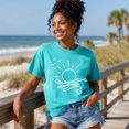 thumbnail image 4 of Minimalist Ocean Sunset Comfort Colors Shirt, Beach Wave Line Art Graphic Tee, Coastal Vacation Gift for Women, 4 of 6