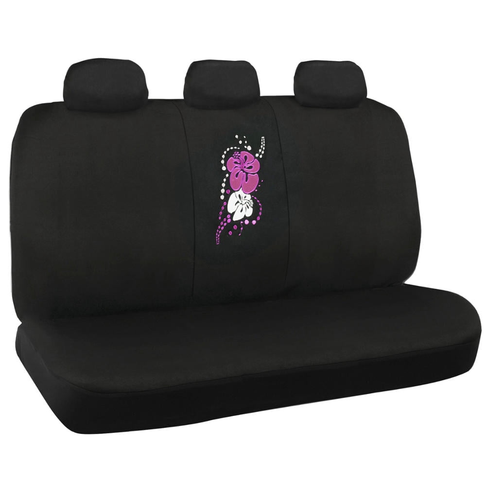 BDK SC-452-PK Pink Hawaiian Floral Design Seat Covers for Car, SUV - Car Accessory, W/Belt Pad, Steering Cover by 1 Pack, Pink Hawaiian Flower