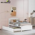 thumbnail image 4 of Bellemave Twin Platform Bed with Trundle Solid Wood Twin Bed Frame with Headboard Space Saving Wooden Bed forTeens & Adults, White, 4 of 10