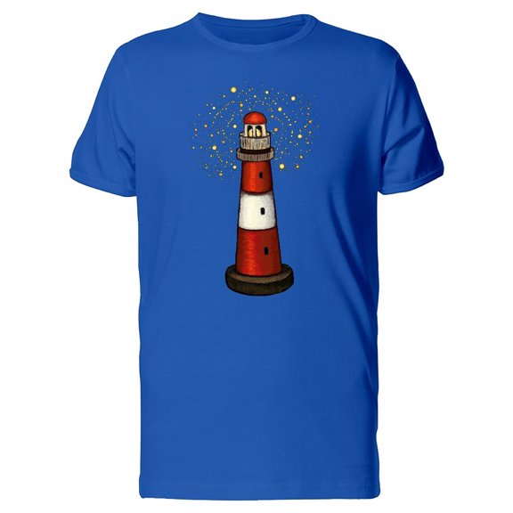 Red & White Lighthouse At Night Tee Men's -Image by Shutterstock