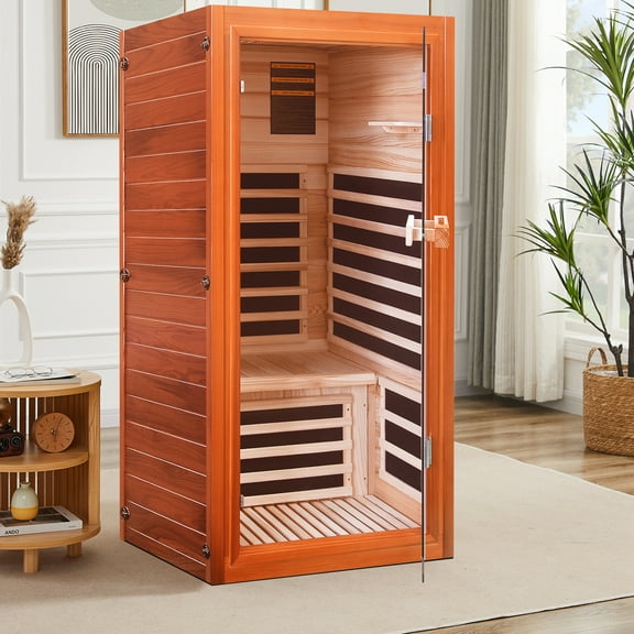 LiviNest Home Sauna Room for Yoga Meditation: Personal Relaxation Space with Douglas Fir Wood & Temperature Control - Compact Indoor Sauna for Urban Wellness Enthusiasts