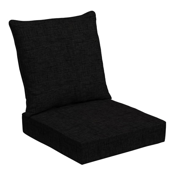 ARDEN Outdoor Foam Deep Seat Cushions Set, 24x24, Premium High-Density Foam, Never Flattens, Weather-Proof for Patio Chair Sofa Couch, Black Leala