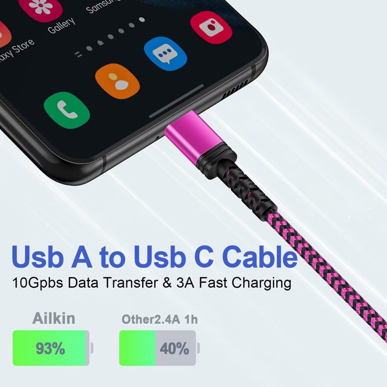 Ailkin USB-C Charging Cable 4-Pack, 6 Feet, Multicolor photo 2