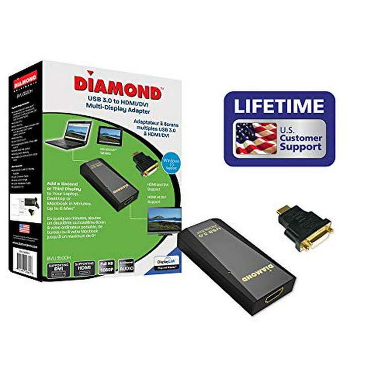 lejlighed sten Arne Diamond Multimedia BVU3500H USB 3.0 to DVI/HDMI Video Graphics Adapter up  to 2560x1440 / 1920x1080 - Windows 11,10, 8.1, 8, 7, XP, MAC OS and Android  5.0 and Higher - Walmart.com