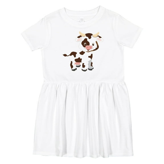 Inktastic Cute White Holstein Cow with Brown Spots Girls Toddler Dress
