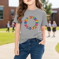 thumbnail image 6 of Girls Gray Graphic Tee, Kids Love and Rainbow Heart Short Sleeve T-Shirt, Cotton Casual Play Shirt,Size 7 T, 6 of 9