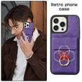thumbnail image 4 of ELEHOLD for iPhone 13 Pro Max Case Synthetic Leather 2-in-1 Phone Case with Magnetic Detachable Card Holder Ring Holder Stand Drop Protection Shockproof Wallet Case,purple, 4 of 8