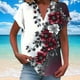 thumbnail image 2 of Vestidos Casuales Para Mujer, Blusas De Mujer De Moda Camiseta informal de manga corta con cuello en V y botones para mujer, 2 of 4