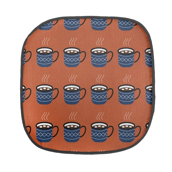 Hot Drink Chair Seating Cushion, Repeating Pattern of Hot Chocolate with Marshmallows, Soft Seat Pads for Office with Anti-slip Backing, 16"x16", Cinnamon Night Blue, by Ambesonne