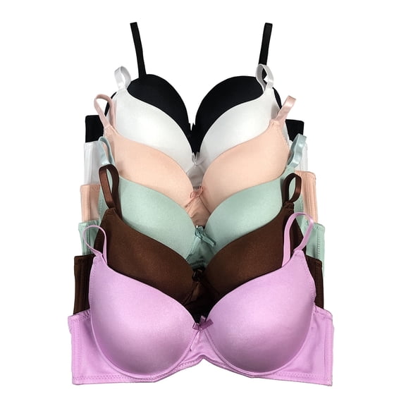 Viola’s Secret Women's Molded Cup Underwire Bras, Multicolor (6-Pack)