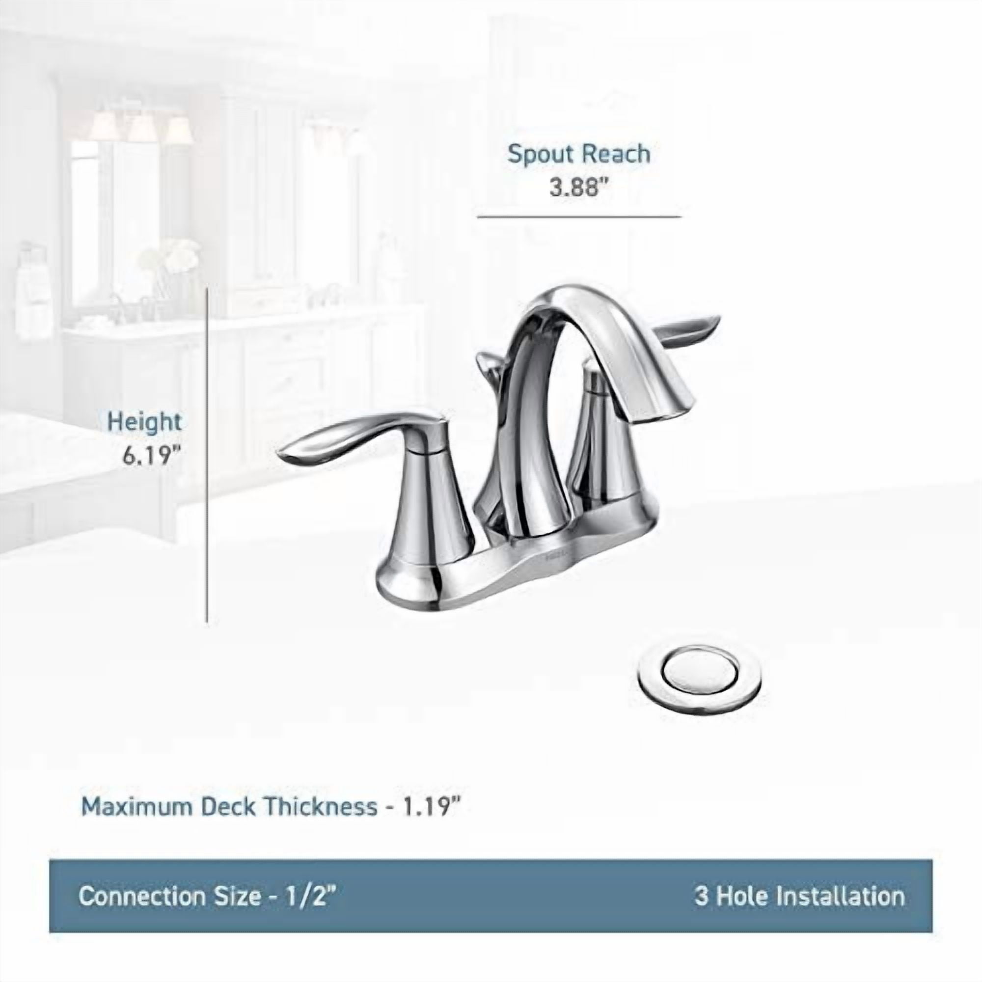Moen 6410 Eva Two-Handle High Arc Bathroom Faucet