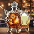 thumbnail image 4 of Gallickan Pig Shape Whiskey Bottle, 11oz Clear Glass Liquor Container, Novelty Design for Bourbon Wine Gift and Home Bar, Clear, 4 of 7