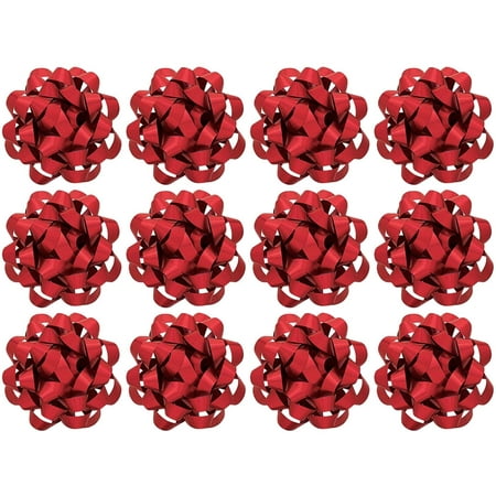 Gift Bow - Decorative Confetti Gift Bows, Large, Red (12/Pkg) Pkg/1