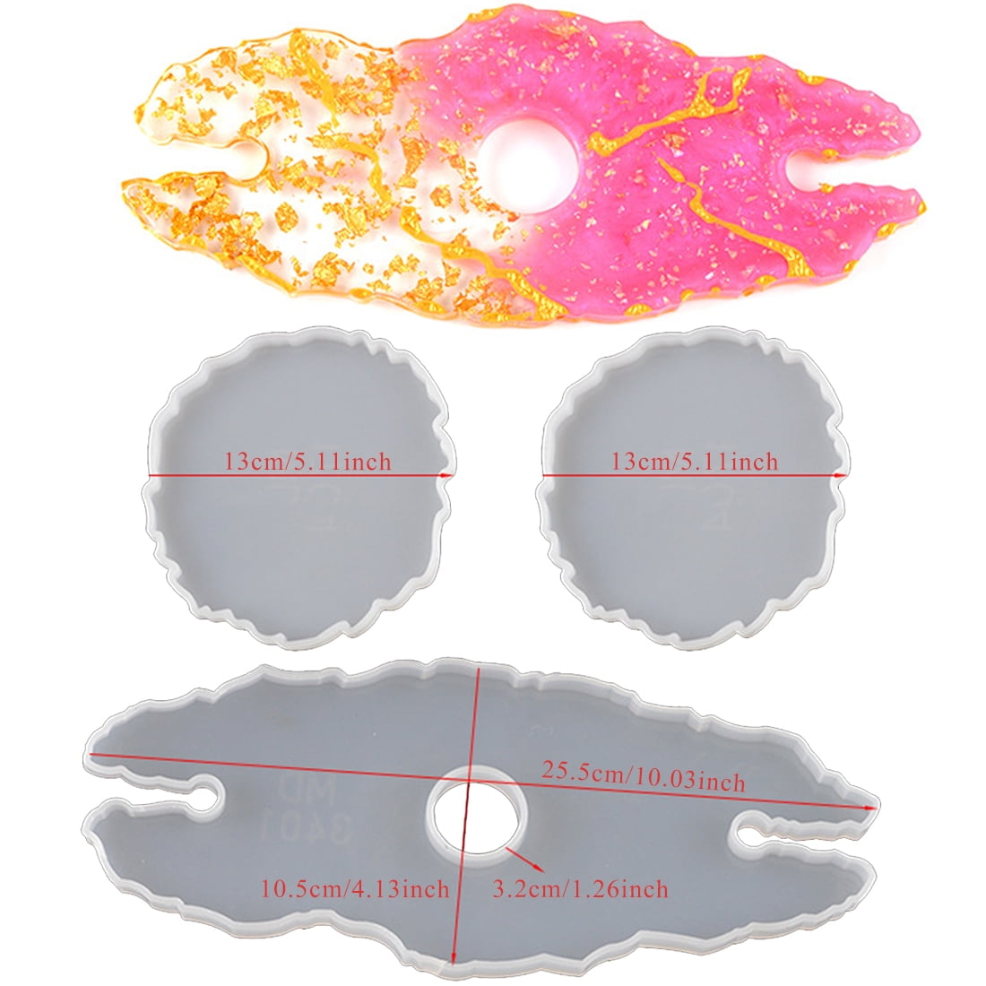 DIY Wine Glass Holder Resin Mold - Creative Craft Kit with Coaster Molds & Metallic Flakes for Unique Home Decor