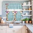 thumbnail image 6 of Kitchen Window Curtains Valance and Tier Set, Summer Shell Starfish Flower Rod Pocket Tier Curtain Valance Set, Farm Blue Wood Board Light Filtering Cafe Curtains for Bedroom Living Room, 6 of 9