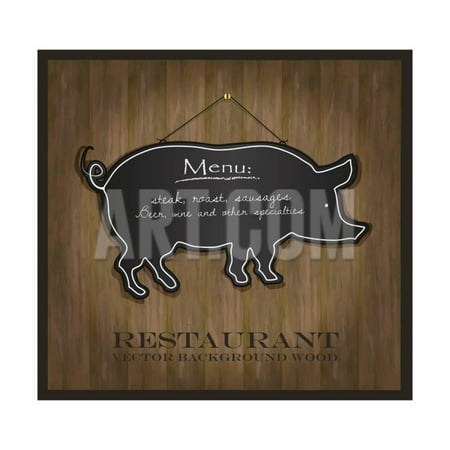 Blackboard Printed Access Card - Blackboard Pig Restaurant Menu Card Print Wall Art By Mondih