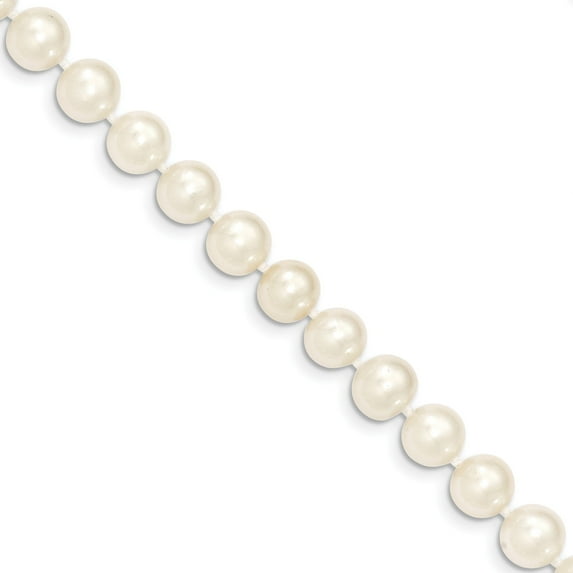 14k 8-9mm White Near Round Freshwater Cultured Pearl Necklace in 14k Yellow Gold