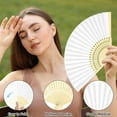 thumbnail image 3 of Topboutique 12 Pieces Handheld Paper Fans,Paper Folding Fans,Folding Hand Fans,White Bamboo Hand Folding Fan,DIY Handheld Blank Fans for Wedding Guests Bridal Shower Dancing Party Favor Decoration, 3 of 7