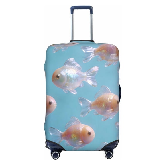 Elastic Suitcase Cover For Luggage Stretchy Travel Suitcase Protector With Top Handle Hole And Side Zipper Access Business Trip Vacation Small Three-Dimensional Fish (5)