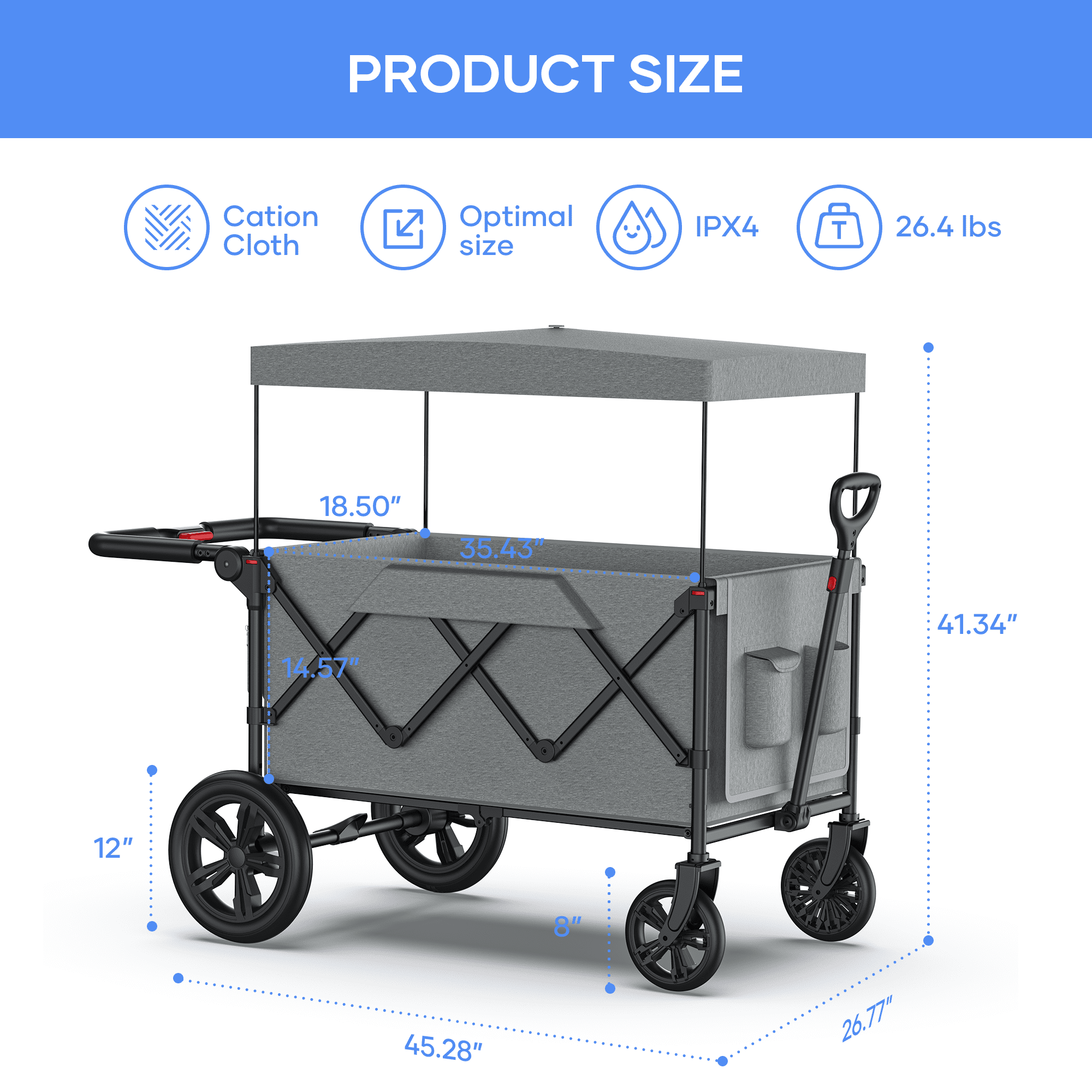 Wagon Stroller for Kids, SaveJoy 3-in-1 Collapsible Stroller Wagon for 2 Toddlers with Removable Canopy, 5-Point Harness, All-Terrain Wheels