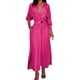 thumbnail image 1 of Vestido liso de mujer con cinturón, manga larga y escote en V profundo, poliéster y spandex, estilo informal y elegante, tallas S-XXXL, 1 of 5