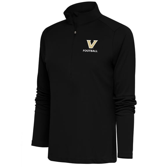 Women's Antigua Black Vanderbilt Commodores Football Tribute Half-Zip Pullover Top