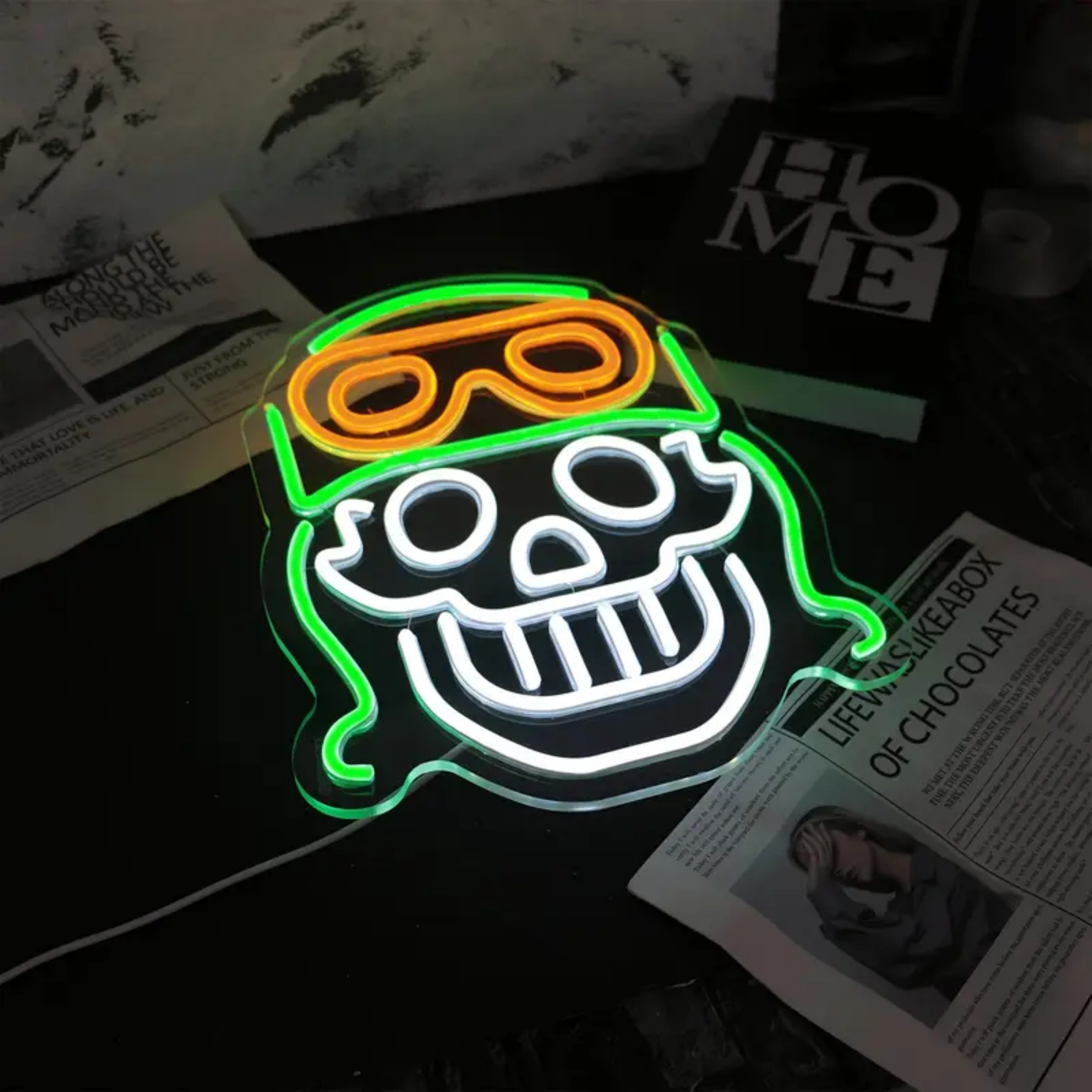 UPONRAY Skull Neon Signs, 13.8"*12.6" Dimmable & USB-Powered LED Neon Light, Stylish Wall Decor for Halloween Party, Home, Bar, Shop, Haunted House