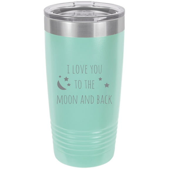 I Love You to The Moon and Back Stainless Steel Engraved Insulated Tumbler 20 Oz Travel Coffee Mug, Red