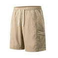 thumbnail image 3 of YLSDY Fashion Mens Workout Cargo Shorts Casual Drawstring Elastic Waist Gym Athletic Outdoor Hiking Shorts with Pockets Khaki XXL, 3 of 5