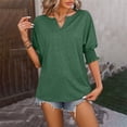 thumbnail image 6 of Tiqkatyck Women Summer Tops, Women's Fashion Short Sleeve Solid Color Loose V Neck Bat Sleeve Casual T Shirts, Shirts for Women Green M, 6 of 6
