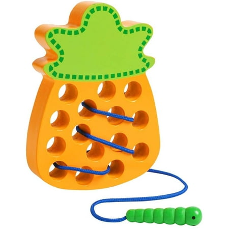Wooden Lacing Pineapple Threading Toys Montessori Wood Block Puzzle